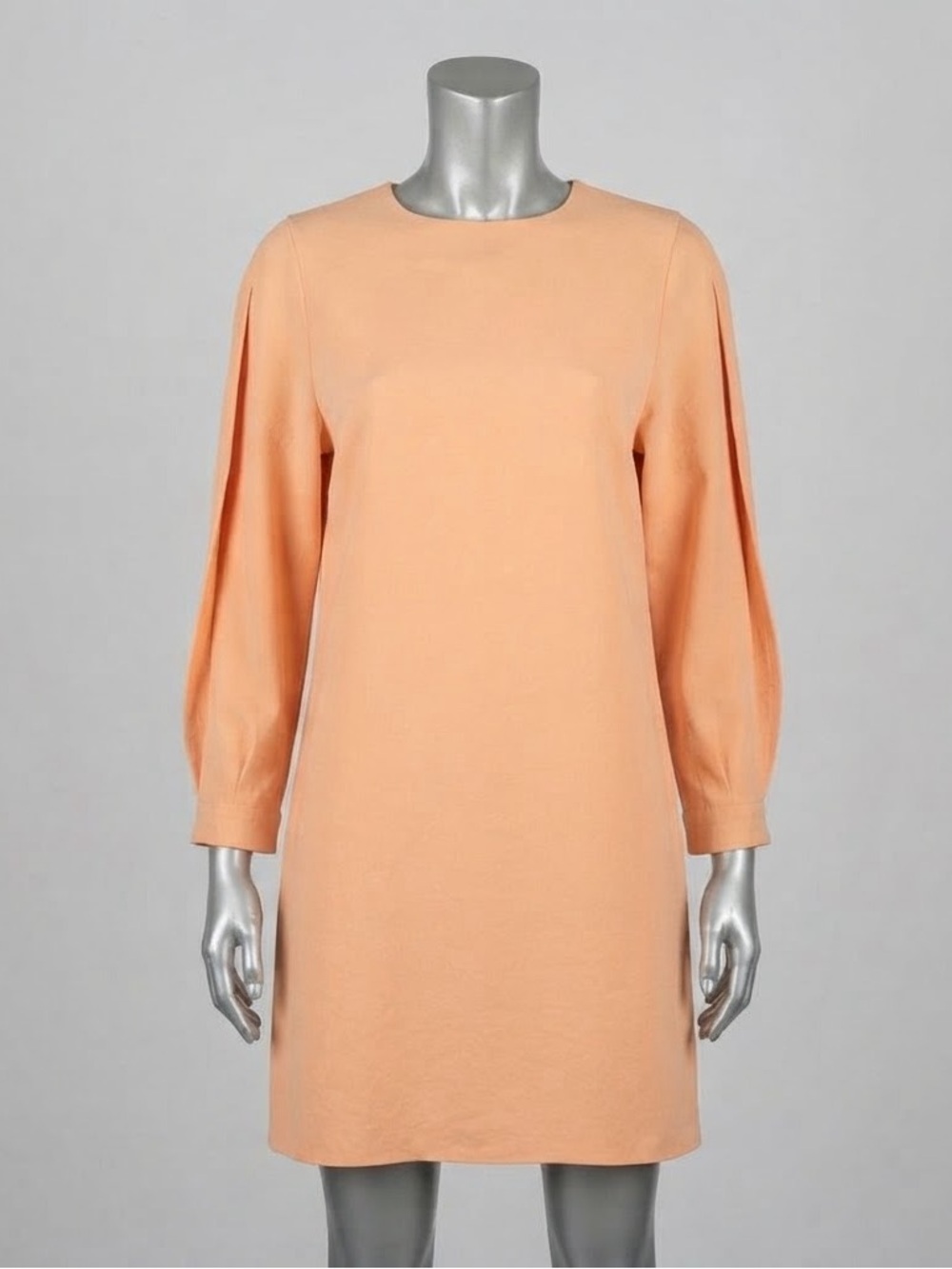 Tibi Peach Sculpted Split Sleeve Shift Dress Size 6 Long Sleeve Minimalist